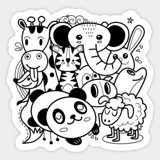 cute cartoon sketch animals Sticker